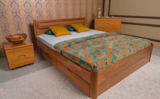 Кровать Марго с мягким подголовьем и ящиками