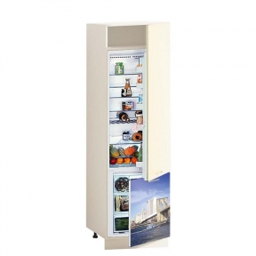 Шкаф П60.214.2Д В.6 под встроенный холодильник Крашеный высокий глянец с печатью