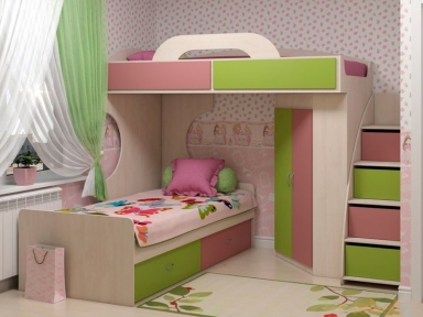 Кровать-чердак Dori Pink