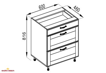 Тумба нижняя Н 60 3Ш (1+2) Доминика