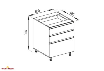 Тумба нижня Н 60 3Ш (2+1) LUX Тіна