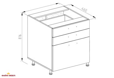 Тумба нижняя Н 60 3Ш (2+1) Софи
